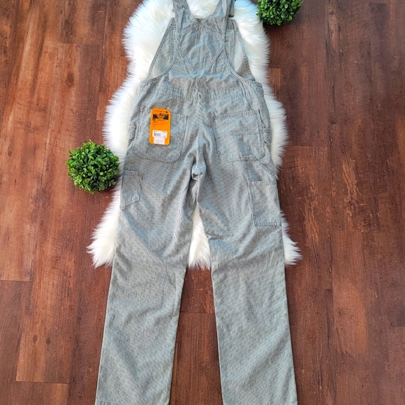Carhartt RUGGED FLEX® RELAXED FIT DENIM RAILROAD STRIPE BIB OVERALLS - Picture 10 of 14